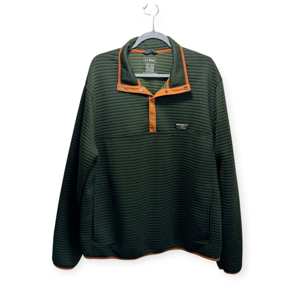 LL Bean Airlight Knit Quilted Outdoor Performance Quick Dry Pullover XXL Green